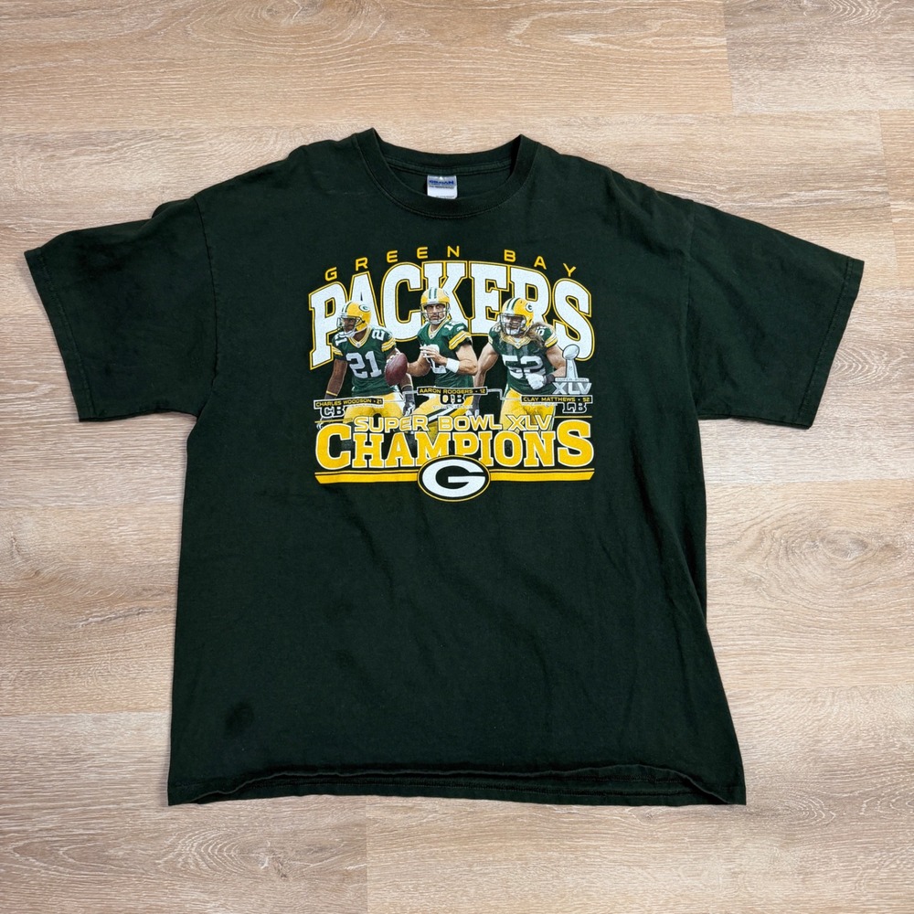Green Bay Packers Super Bowl XLV Champions Shirt XL Aaron Rodgers Clay Matthews